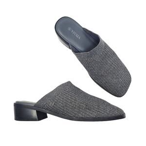Vivaia Giselle Square Toe Heeled Mules Slip On Shoes Knit Gray Size 37 US 6.5